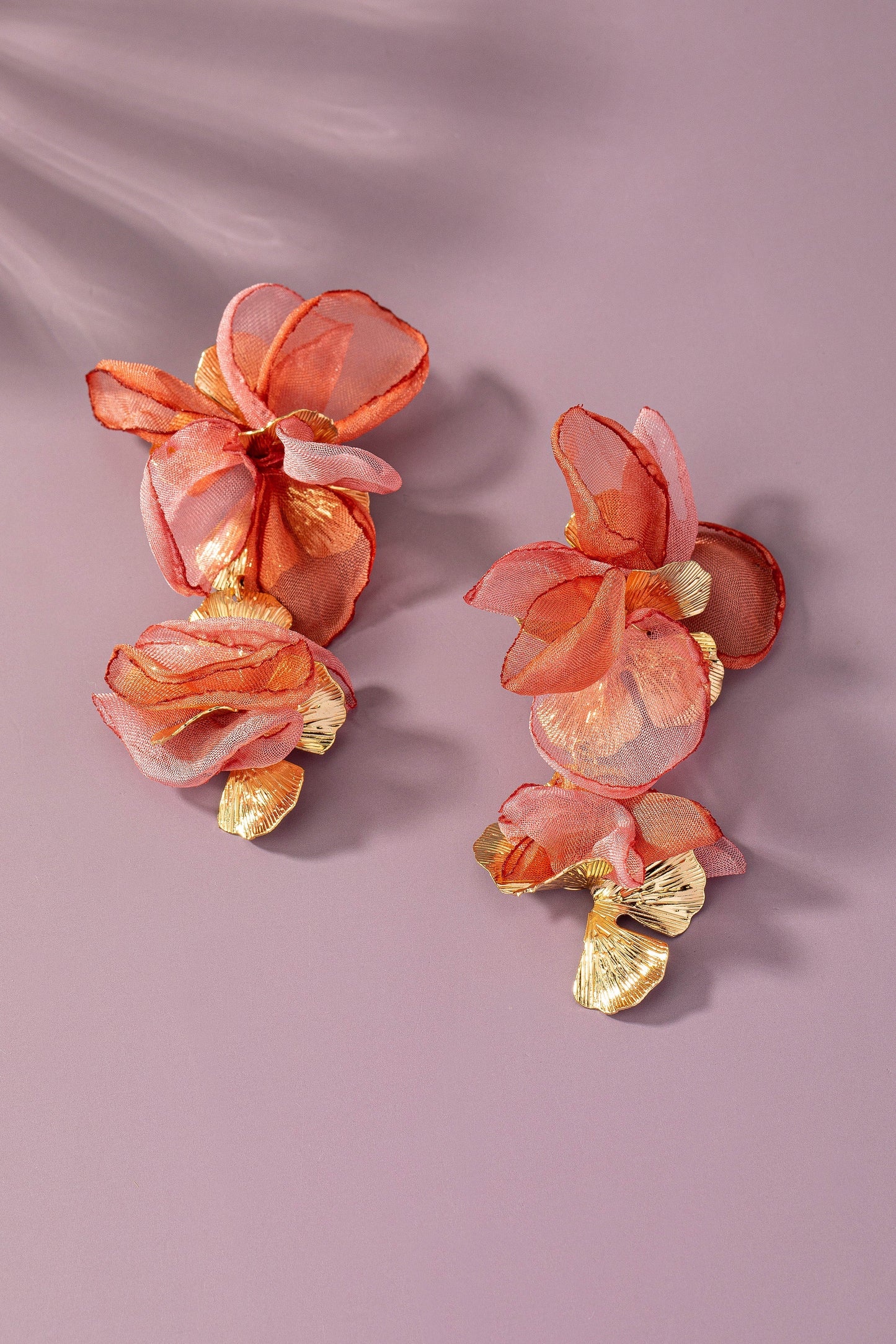 Drop of Chiffon Earring - Burnt Orange