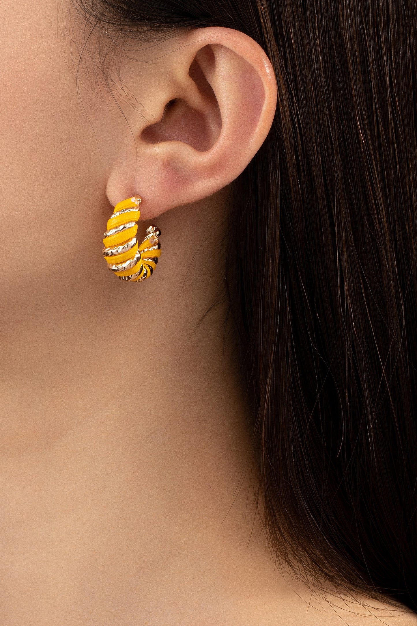 Wrapped in Leather Earring - Mustard