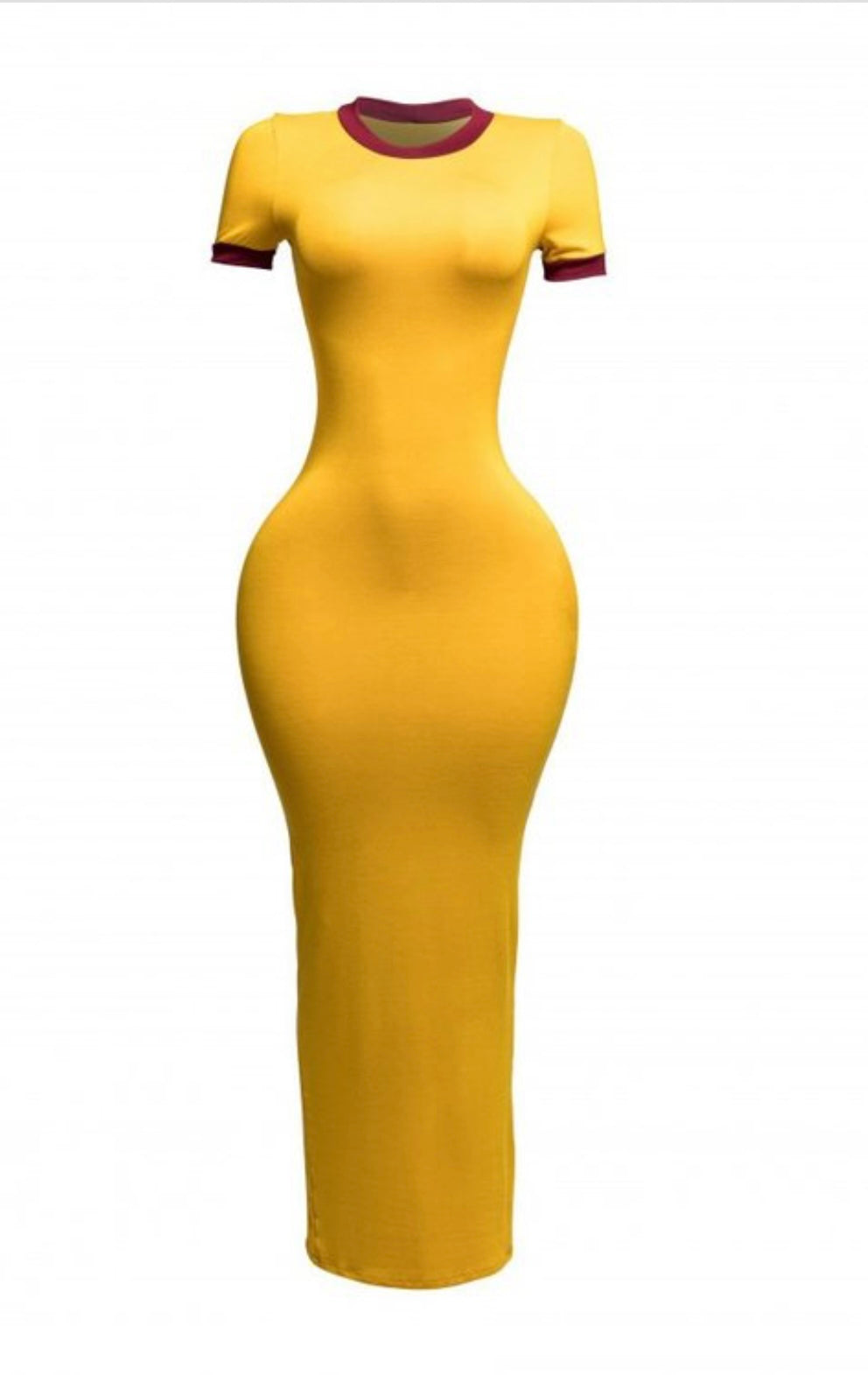 End of Time Snatched Maxi Dress - Yellow/Burgundy (PRE-ORDER SHIPS 9/19)