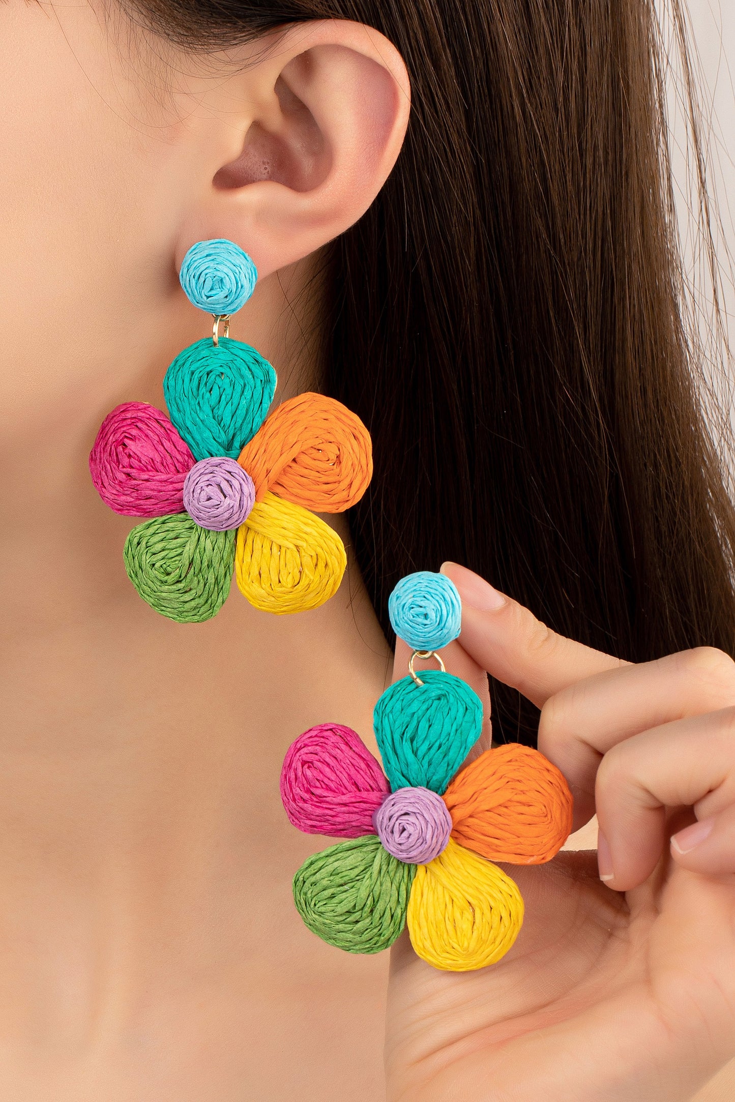 Colorful Straw Flower Earring